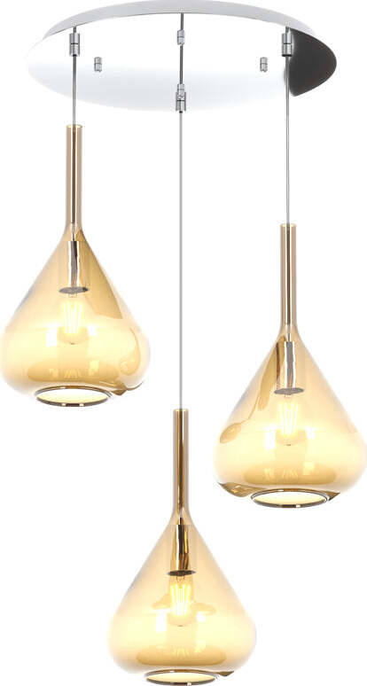 Sospensione-Contemp-Tonda-Kona-Metallo-Cromo-Vetro-Ambra-3-Luci-E27