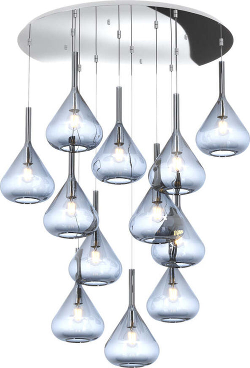 Sospensione-Contemp-Tonda-Kona-Metallo-Cromo-Vetro-Blu-12-Luci-E27