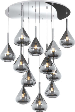 Sospensione-Contemp-Tonda-Kona-Metallo-Cromo-Vetro-Fumè-12-Luci-E27