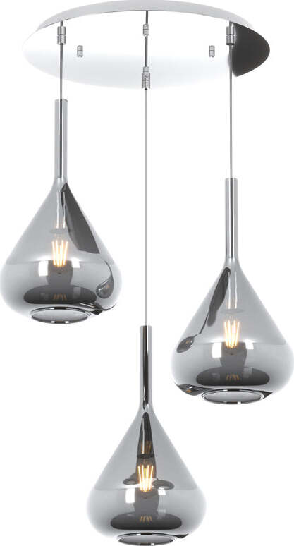 Sospensione-Contemp-Tonda-Kona-Metallo-Cromo-Vetro-Fumè-3-Luci-E27