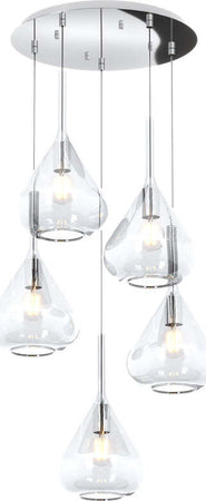 Sospensione-Contemp-Tonda-Kona-Metallo-Cromo-Vetro-Trasparente-5-Luci-E27