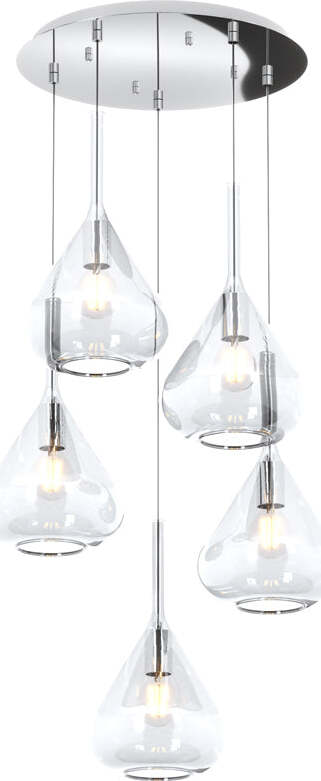 Sospensione-Contemp-Tonda-Kona-Metallo-Cromo-Vetro-Trasparente-5-Luci-E27