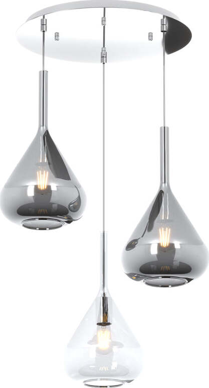 Sospensione-Contemp-Tonda-Kona-Metallo-Cromo-Vetro-Trasparente-Fumè-3-Luci-E27