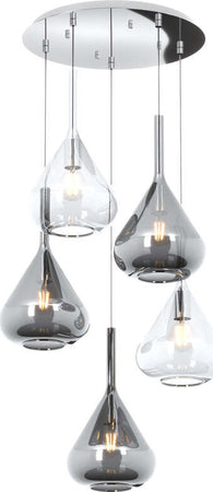 Sospensione-Contemp-Tonda-Kona-Metallo-Cromo-Vetro-Trasparente-Fumè-5-Luci-E27