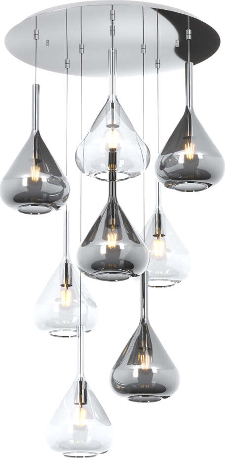 Sospensione-Contemp-Tonda-Kona-Metallo-Cromo-Vetro-Trasparente-Fumè-8-Luci-E27