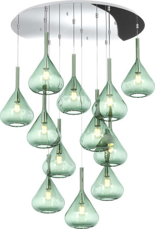 Sospensione-Contemp-Tonda-Kona-Metallo-Cromo-Vetro-Verde-12-Luci-E27