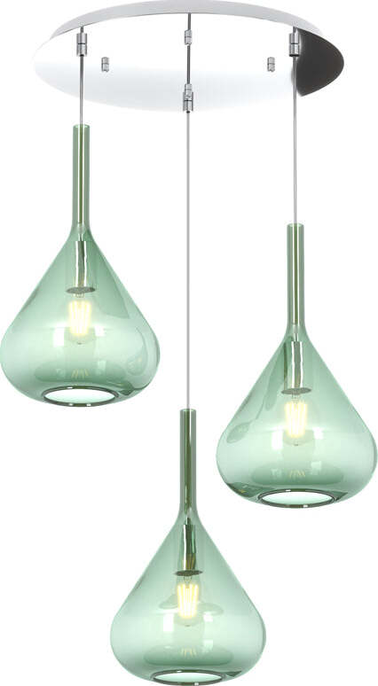 Sospensione-Contemp-Tonda-Kona-Metallo-Cromo-Vetro-Verde-3-Luci-E27