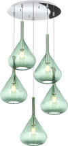 Sospensione-Contemp-Tonda-Kona-Metallo-Cromo-Vetro-Verde-5-Luci-E27
