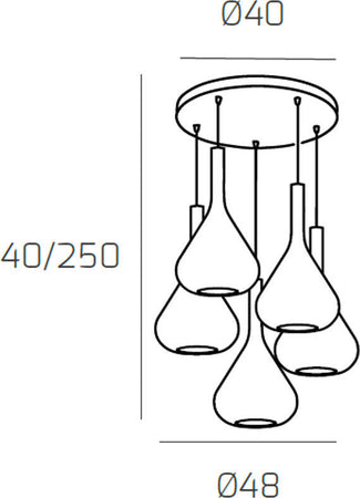 Sospensione-Contemp-Tonda-Kona-Metallo-Cromo-Vetro-Verde-5-Luci-E27