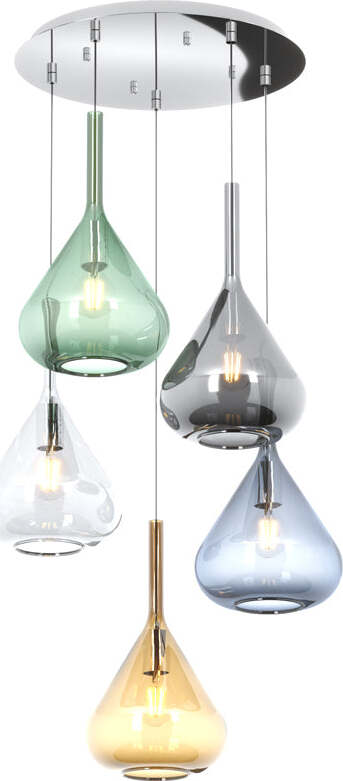 Sospensione-Contemp-Tonda-Kona-Metallo-Croom-Vetro-Multicolor-5-Luci-E27