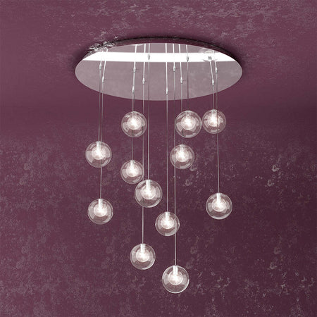 Sospensione-Contemp-Willow-Metallo-Cromo-Vetro-Trasparente-12-Luci-G9
