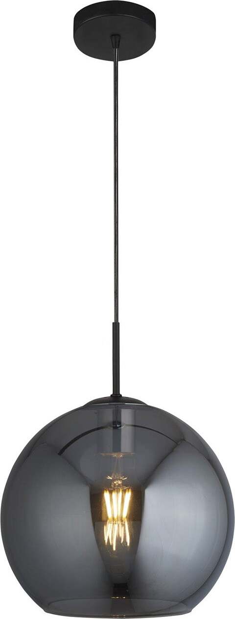 Sospensione-Contemporanea-Amsterdam-Acciaio-Nero-Vetro-Fumè-1-Luce-E27