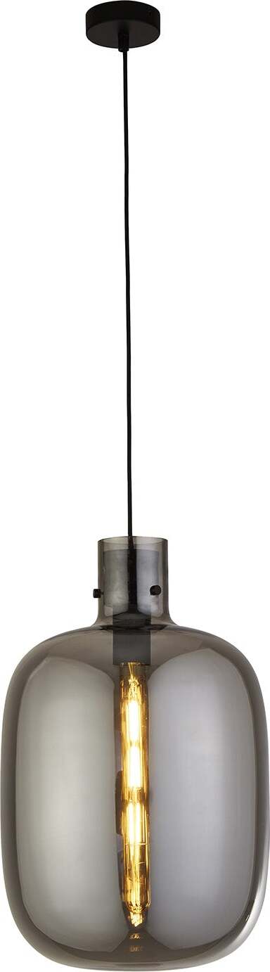 Sospensione-Contemporanea-Barile-Acciaio-Nero-Vetro-1-Luce-E27