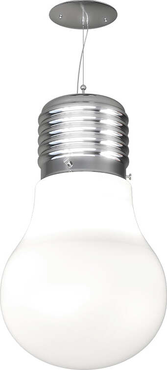 Sospensione-Contemporanea-Big-Lamp-Metallo-Cromo-Vetro-Bianco-1-Luce-E27