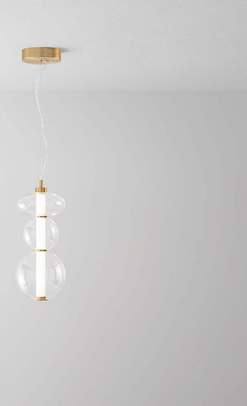 Sospensione-Contemporanea-Bubbles-Metallo-Oro-Led-Integrato-24W