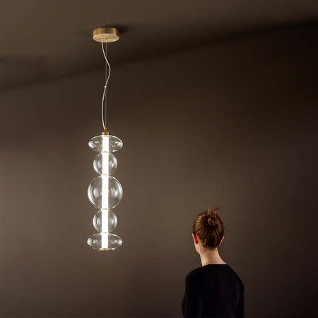 Sospensione-Contemporanea-Bubbles-Metallo-Oro-Led-Integrato-38W