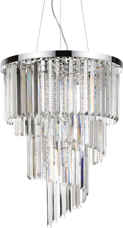 Sospensione-Contemporanea-Carlton-Metallo-Cristallo-Cromo-12-Luci-E14