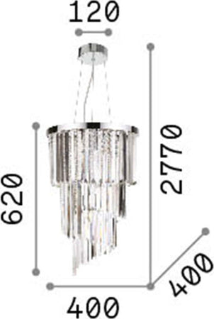 Sospensione-Contemporanea-Carlton-Metallo-Cristallo-Cromo-8-Luci-E14