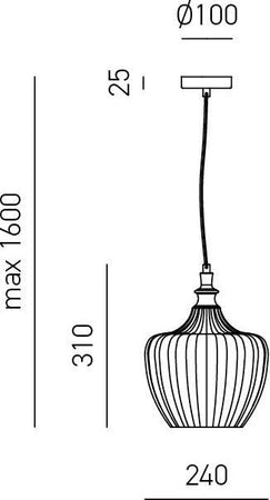 Sospensione-Contemporanea-Cleofe-Metallo-Cromo-Vetro-Ocra-1-Luce-E27-D.24Cm
