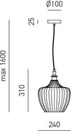 Sospensione-Contemporanea-Cleofe-Metallo-Nero-Vetro-Cobalto-1-Luce-E27-D.24Cm