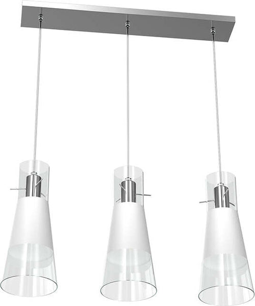 Sospensione-Contemporanea-Cone-Metallo-Cromo-Vetro-Bianco-Satinato-3-Luci-E27