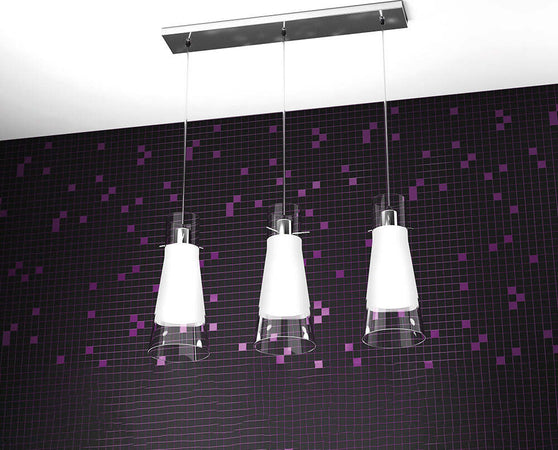Sospensione-Contemporanea-Cone-Metallo-Cromo-Vetro-Bianco-Satinato-3-Luci-E27