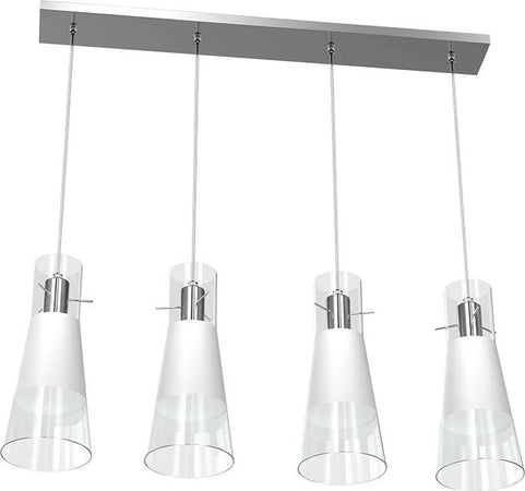 Sospensione-Contemporanea-Cone-Metallo-Cromo-Vetro-Bianco-Satinato-4-Luci-E27