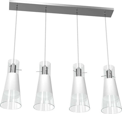 Sospensione-Contemporanea-Cone-Metallo-Cromo-Vetro-Bianco-Satinato-4-Luci-E27