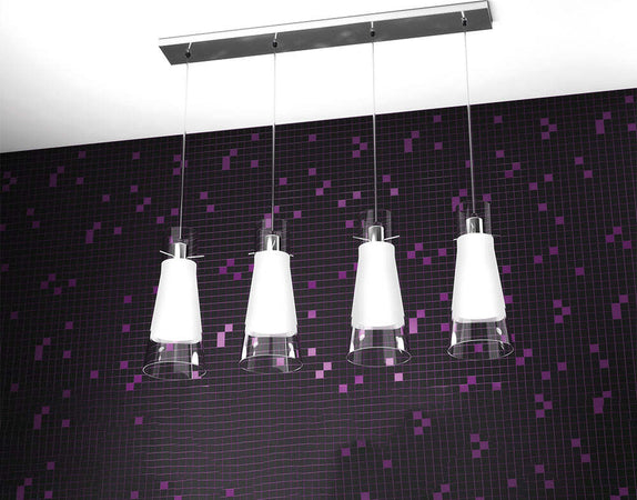 Sospensione-Contemporanea-Cone-Metallo-Cromo-Vetro-Bianco-Satinato-4-Luci-E27