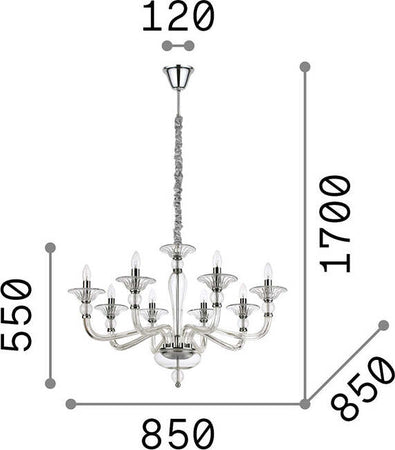 Sospensione-Contemporanea-Danieli-Vetro-Ambra-8-Luci-E14