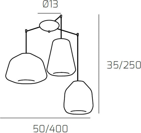 Sospensione-Contemporanea-Double-Skin-Metallo-Cromo-Vetro-Mix-Ambra-3-Luci-E27