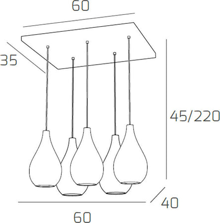 Sospensione-Contemporanea-Drop-Metallo-Cromo-Vetro-Cromo-4-Luci-E14