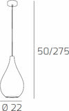 Sospensione-Contemporanea-Drop-Metallo-Cromo-Vetro-Rame-1-Luce-E14-D.22Cm
