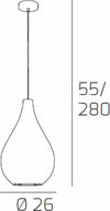 Sospensione-Contemporanea-Drop-Metallo-Cromo-Vetro-Rame-1-Luce-E14-D.26Cm