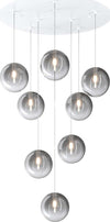 Sospensione-Contemporanea-Eclipse-Metallo-Bianco-Vetro-Fumè-8-Luci-G9