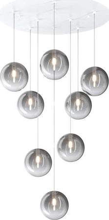 Sospensione-Contemporanea-Eclipse-Metallo-Bianco-Vetro-Fumè-8-Luci-G9