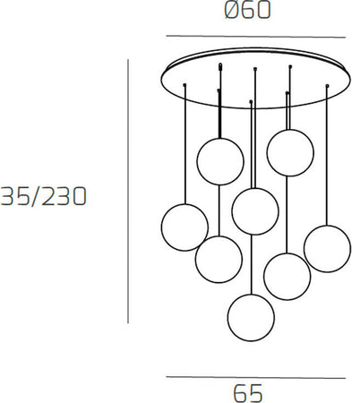 Sospensione-Contemporanea-Eclipse-Metallo-Bianco-Vetro-Fumè-8-Luci-G9