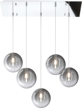 Sospensione-Contemporanea-Eclipse-Metallo-Cromo-Vetro-Fumè-5-Luci-G9