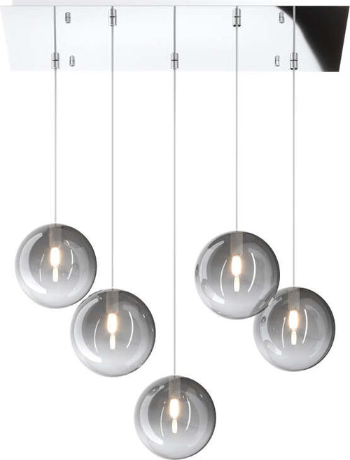 Sospensione-Contemporanea-Eclipse-Metallo-Cromo-Vetro-Fumè-5-Luci-G9