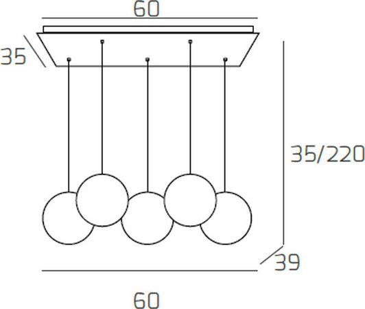 Sospensione-Contemporanea-Eclipse-Metallo-Cromo-Vetro-Fumè-5-Luci-G9