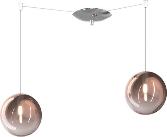 Sospensione-Contemporanea-Eclipse-Metallo-Cromo-Vetro-Rame-2-Luci-G9