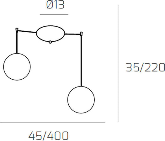 Sospensione-Contemporanea-Eclipse-Metallo-Cromo-Vetro-Rame-2-Luci-G9