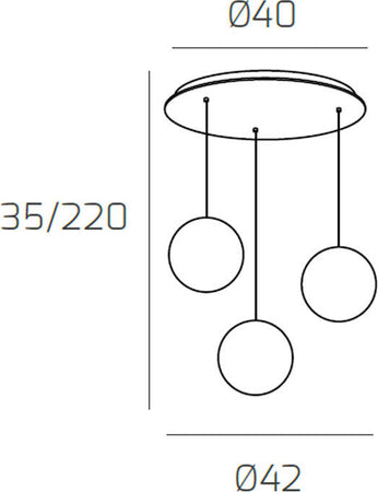 Sospensione-Contemporanea-Eclipse-Metallo-Ottone-Satinato-Vetro-Ambra-3-Luci-G9