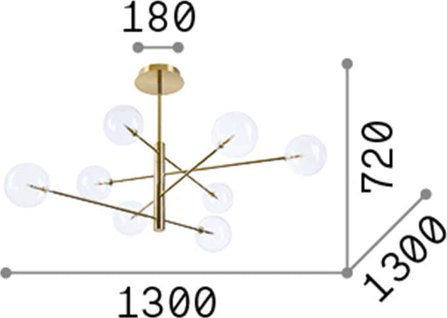 Sospensione-Contemporanea-Equinoxe-Metallo-Ottone-8-Luci-2W-3000K-Luce-Calda