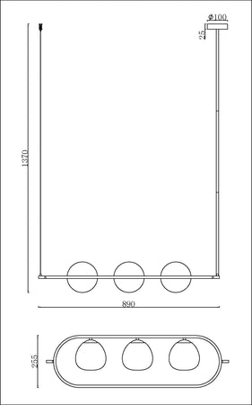 Sospensione-Contemporanea-Erich-In-Metallo-Oro-Rosa-3-Luci-E-Diffusori-Bianchi