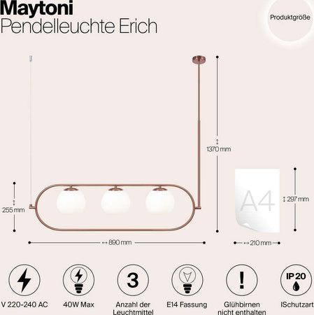Sospensione-Contemporanea-Erich-In-Metallo-Oro-Rosa-3-Luci-E-Diffusori-Bianchi