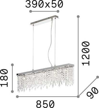 Sospensione-Contemporanea-Giada-Metallo-Cristallo-Trasparente-5-Luci-G9-3W-3000K