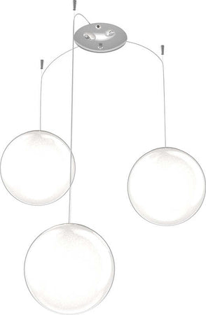 Sospensione-Contemporanea-Glitter-Metallo-Cromo-Vetro-Soffiato-Trasp-3-Luci-E14