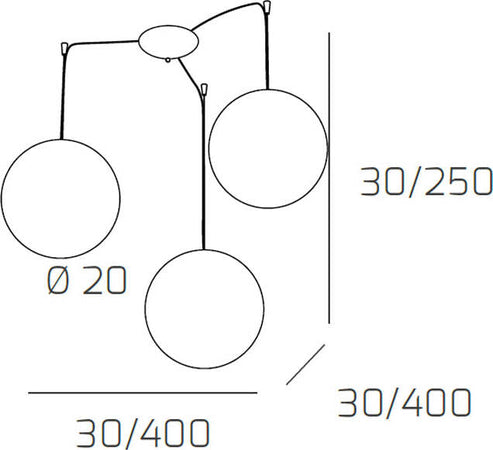 Sospensione-Contemporanea-Glitter-Metallo-Cromo-Vetro-Soffiato-Trasp-3-Luci-E14