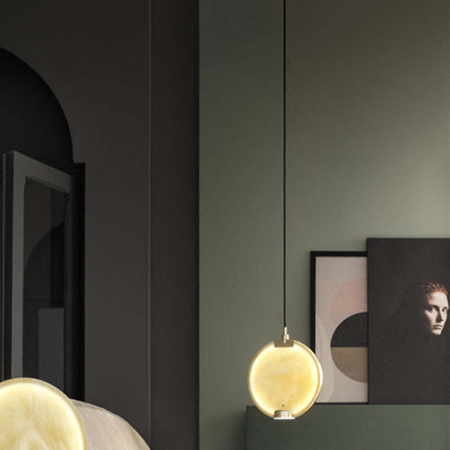 Sospensione-Contemporanea-Horo-Metallo-Ottone-Vetro-Ambra-Led-43,2W